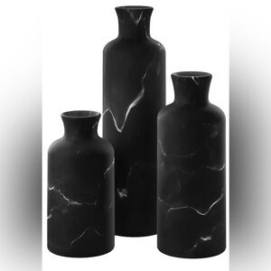 Elegant Black Marble Vase Set